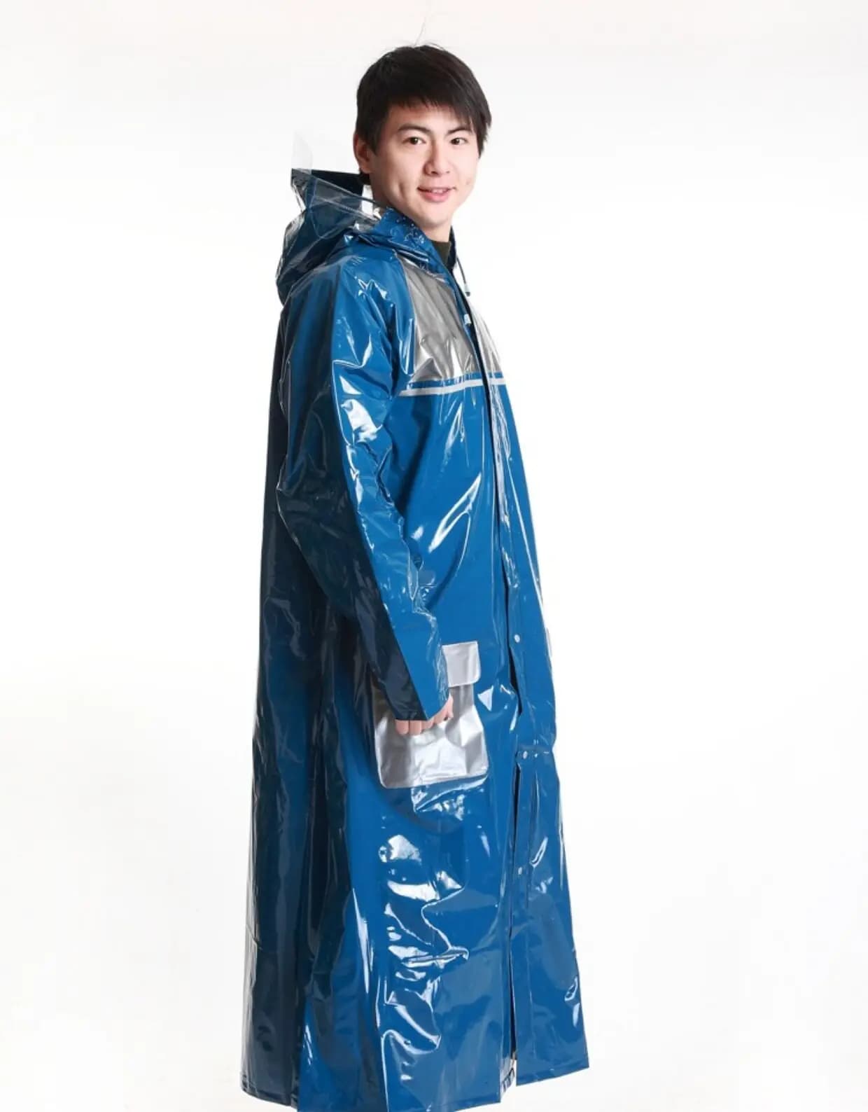 Man Loosen Big Shape Raincoat Jacket Hooded PVC Waterproof Rainproof
