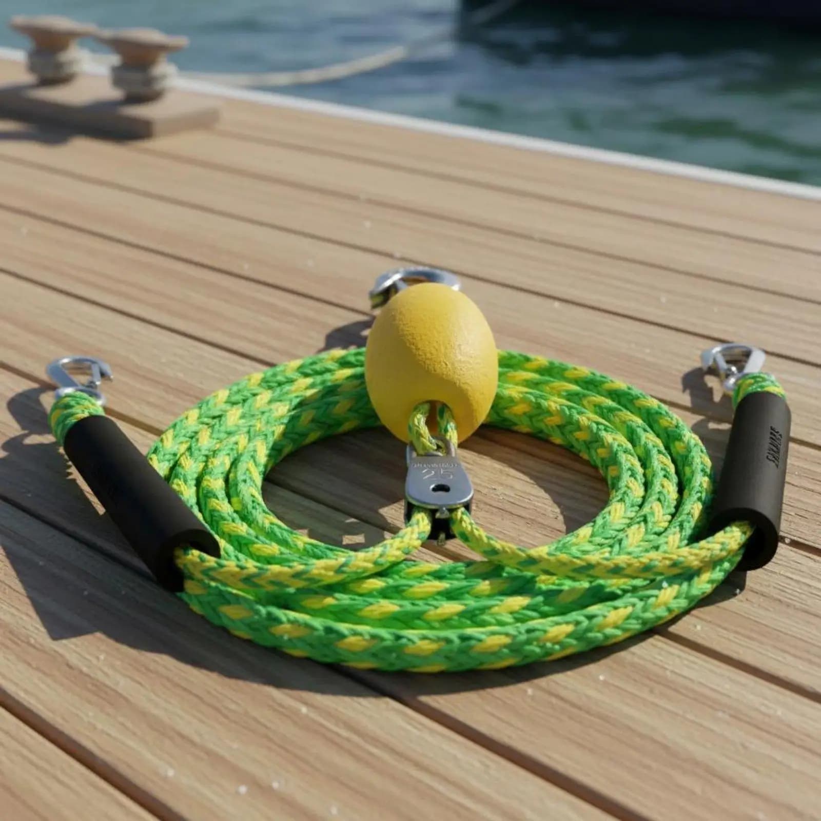 Marine PE Towing Rope Stainless Hook Braided Strap for Semi Rigid Boat Water Tube Use