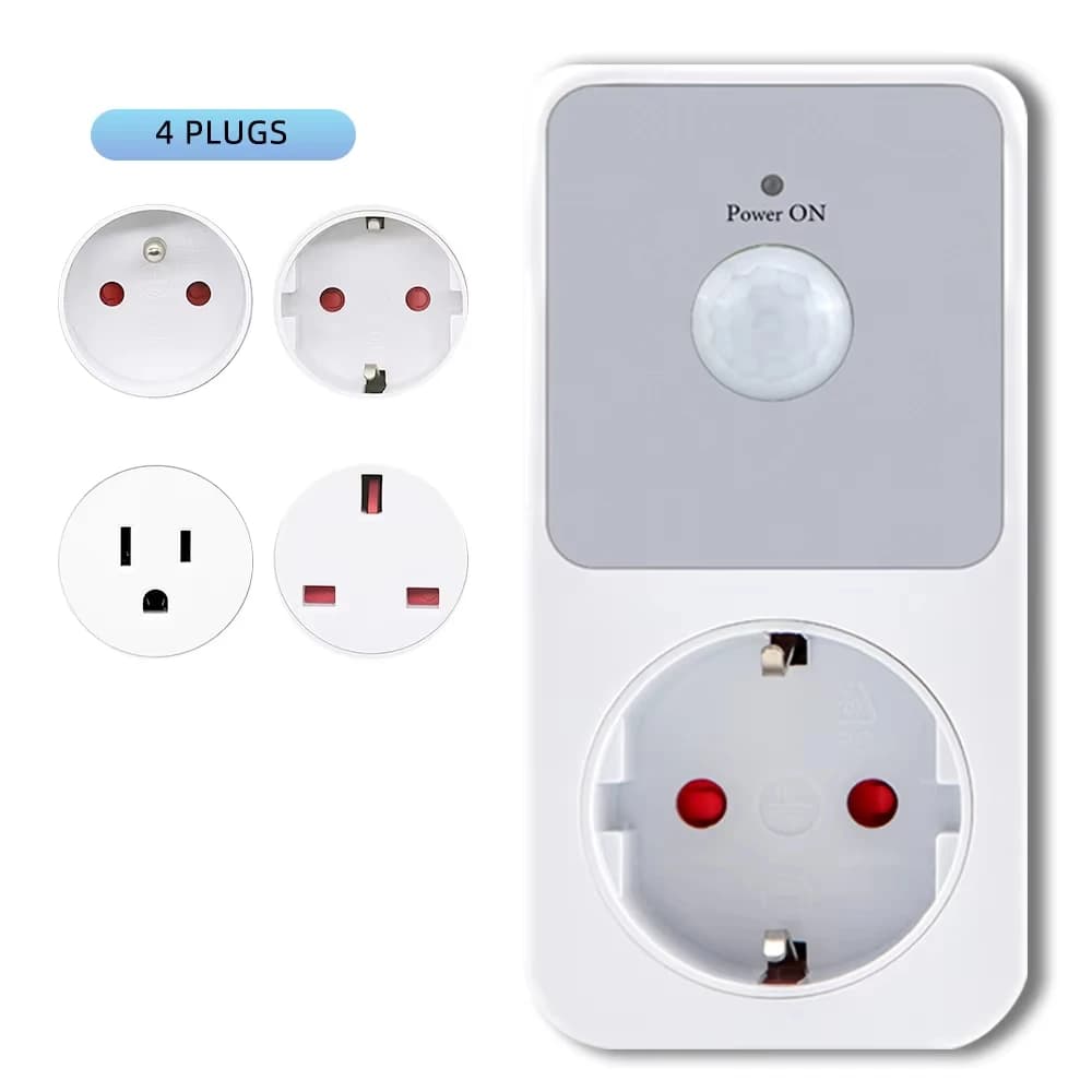 Protezione presa sensore a infrarossi PIR Interruttore luci notturne a LED EU FR US Plug 120 ° Ritardante automatico a induzione grandangolare di grado
