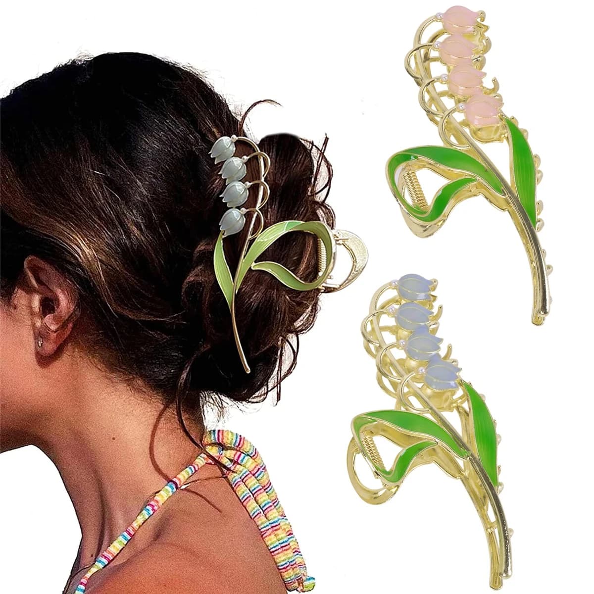 1 piece of bell orchid flowers, hair accessories with super fairy temperament, large scratch-resistant clip with premium feeling, hundreds of autumn sharks clip