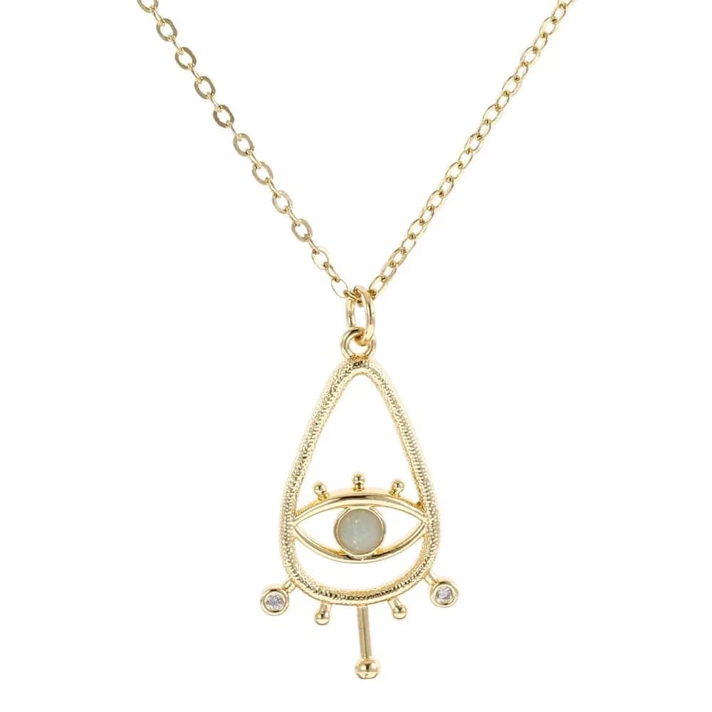 Copper Gold Plated Devil's Eye Necklace Vintage Rhinestone Demon Eye Necklace Trendy Gothic Turkish Eye Neck Chain