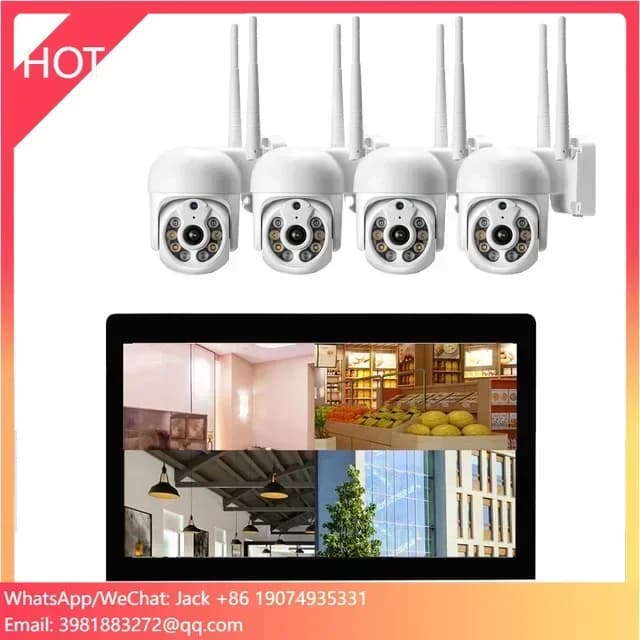 Tutto in uno con schermo da 12 pollici. Sistema di Telecamere di Sicurezza Wireless LCD per Casa, Kit NVR 8CH 3MP con 4 Telecamere IP Esterne 1536P H.265