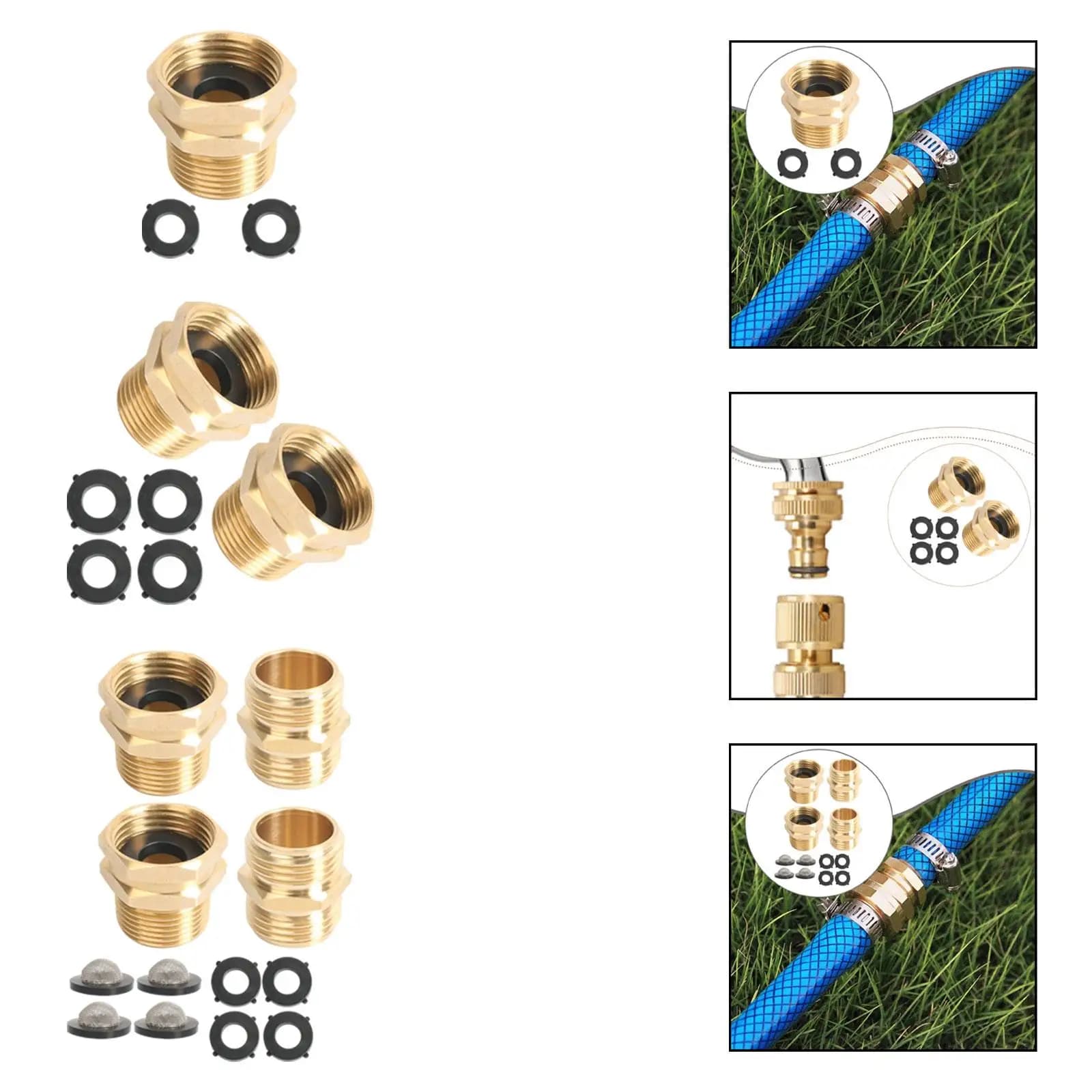 Adattatore per Tubo da Giardino 3/4" GHT Femmina a 3/4" NPT Maschio, Parti di Ricambio Professionali, Facile Installazione, Accessori in Ottone Dorato
