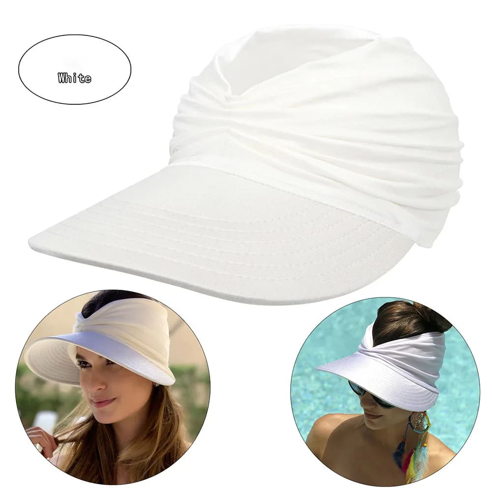 Cappello da Sole Donna con Protezione UV, Tesa Larga, Protezione Viso, Stampa Leopardata, per Esterni, Spiaggia, Nuoto, Sport, con Parte Superiore Aperta