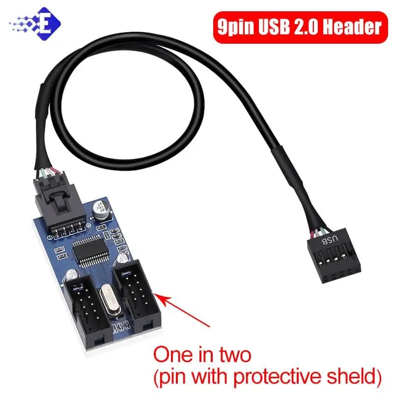 Scheda di espansione USB 9pin da 30 cm maschio da 1 a 2 femmina cavo di prolunga adattatore circuito 2.0 HUB Hub per scheda madre desktop
