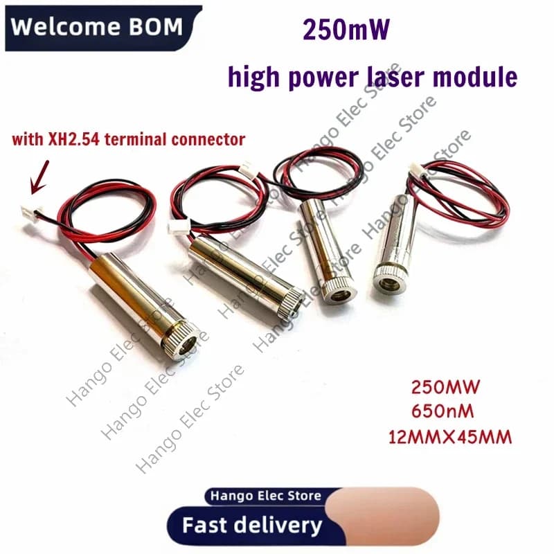 Modulo laser rosso 250mw 650nm Laser ad alta potenza con messa a fuoco Macchina per incidere fai da te Dc 3-4.5V Testa laser Creazione fai da te XH2.54