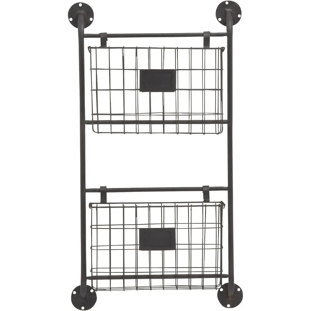 Portaoggetti per rack RecMagazine in metallo con cestini sospesi e slot per etichette, 16" x 3" x 28", nero