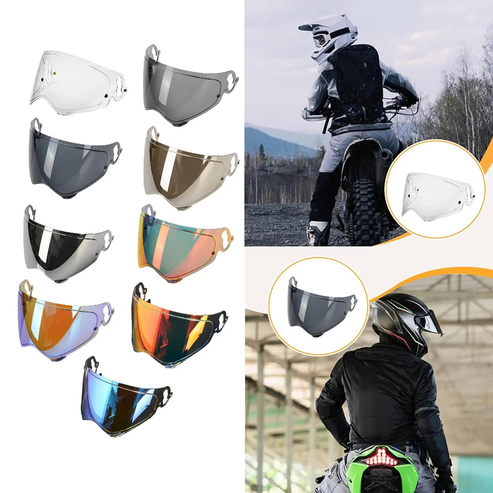 Lente per visiera per casco da motociclista leggera Materiale PC per protezione antivento universale per moto Tour X5