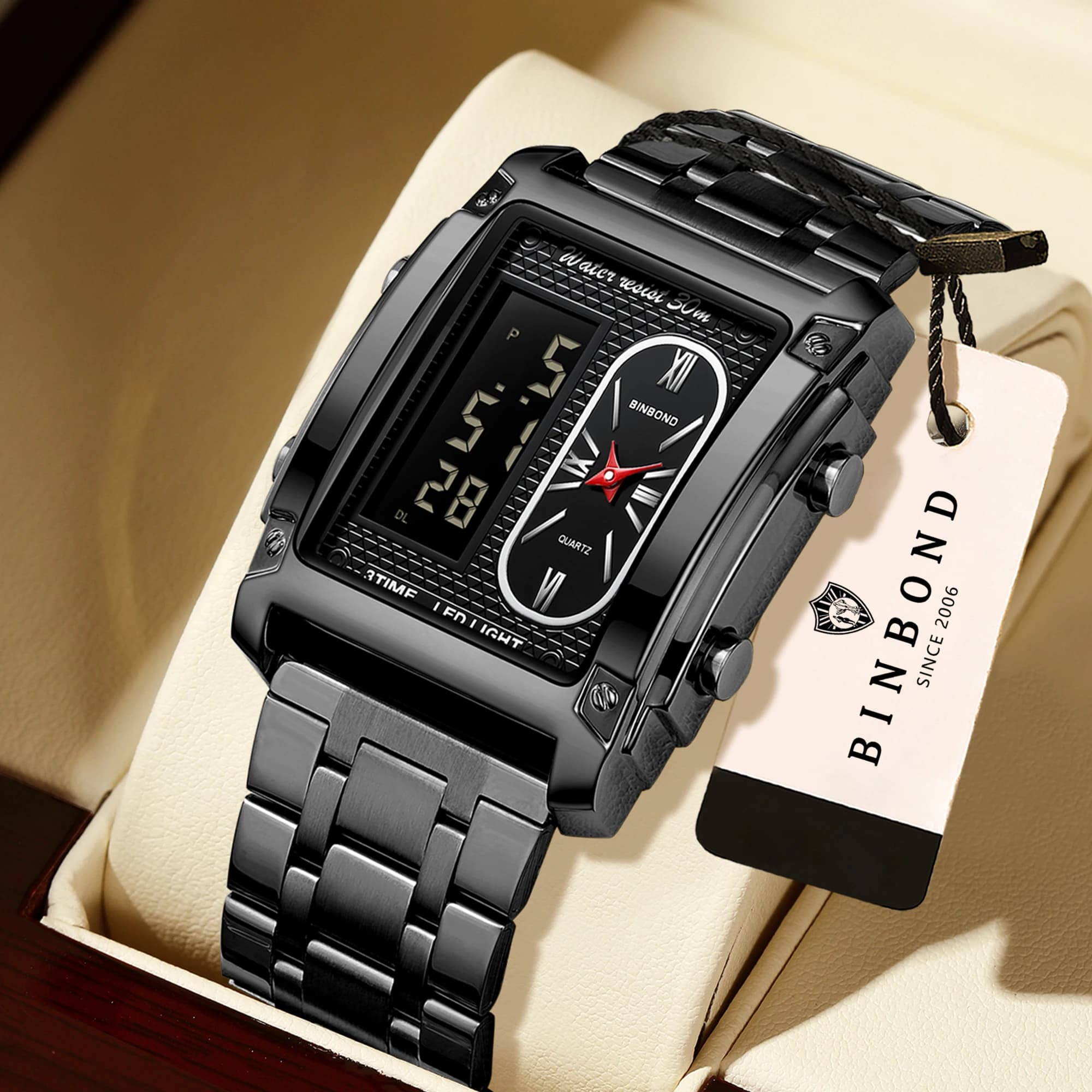 BINBOND Orginal Waterproof Men's Watch Quartz Watches For Men Luxury Precise Auto Date Chronograph Luminous Sturdy Casual Reloj