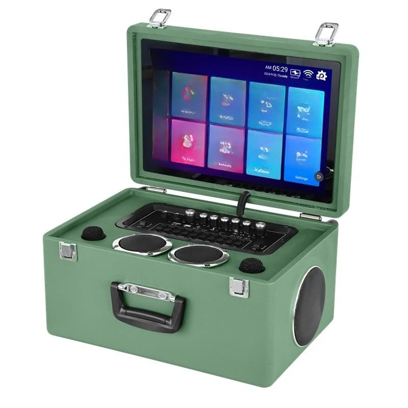 2025 Vendite calde Valigia Smart WiFi KTV Player Macchina per karaoke Sistema portatile con touch screen da 15.1 '' Audio esterno wireless