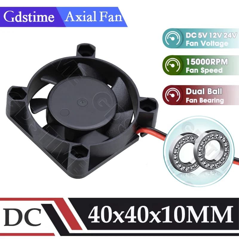 Ventola Gdstime 4010 24V 12V 5V USB, Ventola di Raffreddamento 40x40x10MM con Doppio Cuscinetto a Sfera, Mini Ventola 40MM, Raffreddatore 4CM per Stampante 3D