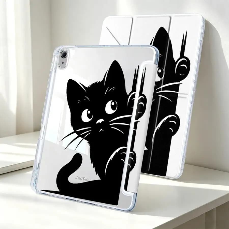 With Pen Slot Cover Tablet Case For Samsung Galaxy Tab A9 Plus A8 S7 FE S9 Plus S8 S10 Lite A11 Cartoon Cat