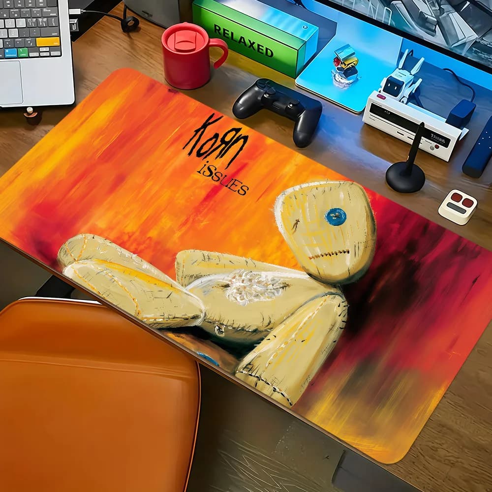 Tappetino per mouse in metallo k-KoRn, nero, con design artistico, antiscivolo, con bordi rinforzati, spesso, per desktop, grande, confortevole, per gaming, ufficio, studenti