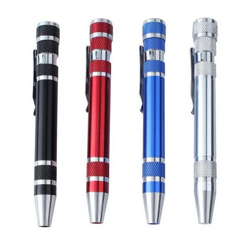Set 8 in 1: Mini Multipurpose Pen with Screwdriver, Magnetic Portable Tool for Repairs and Installations