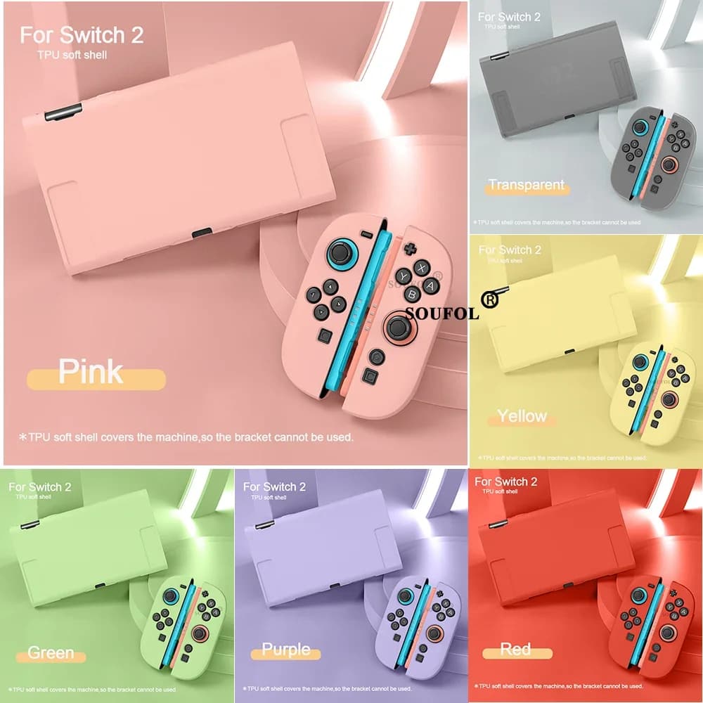 Custodia protettiva staccabile in TPU da 10 colori per NS Switch 2 Custodia protettiva con maniglia per Switch2 Accessori antiscivolo antiurto