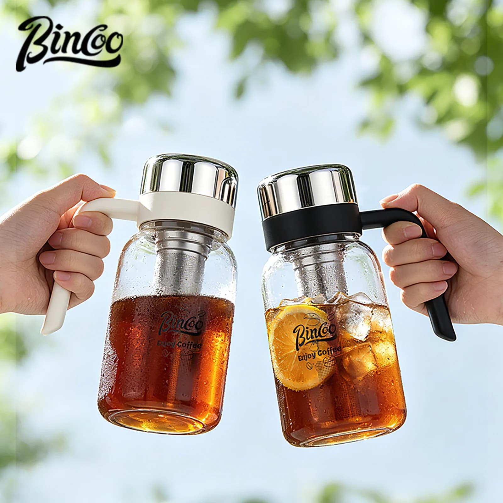 Bincoo Cold Brew Coffee Pitcher 750ml – Portable Cold Brew Cup, Cold Infuser Bottle, Iced Tea & Coffee Maker