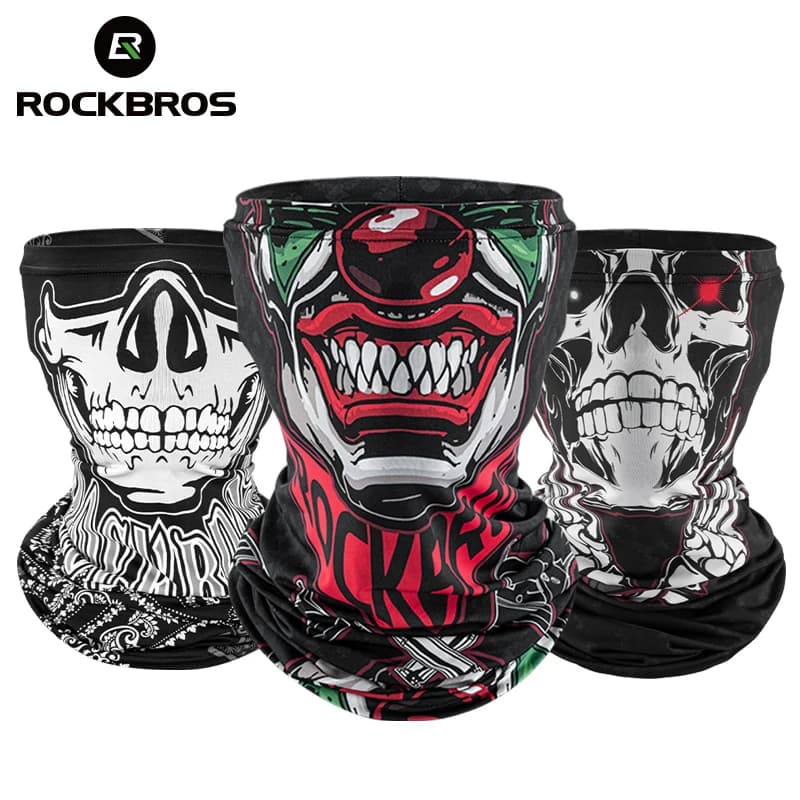 ROCKBROS Full Face Mask Skull Print scarf Bike Sun mask protection UV helmet Cosplay scarf strap waistband outdoor scarf