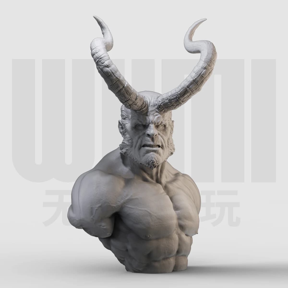 1/16 1/10 Hellboy Bust Miniature 3D Printed Resin White Model DIY Coloring Self-assembly Figurines Miniatures Decoration Crafts