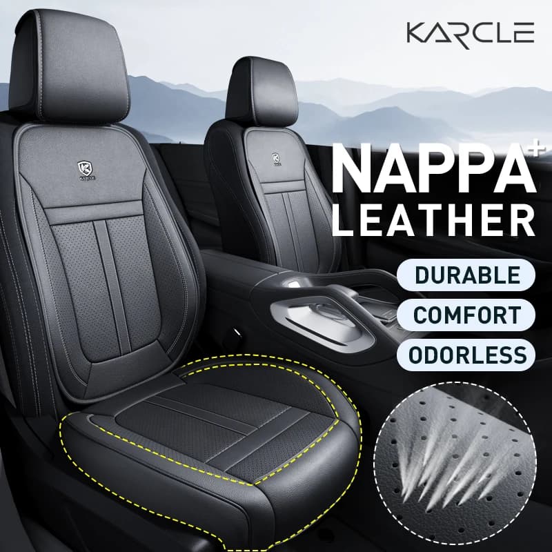 Front seat covers for car leather nappa surrounded 360, suitable universal for most cars, pillow covers, car seat protectors