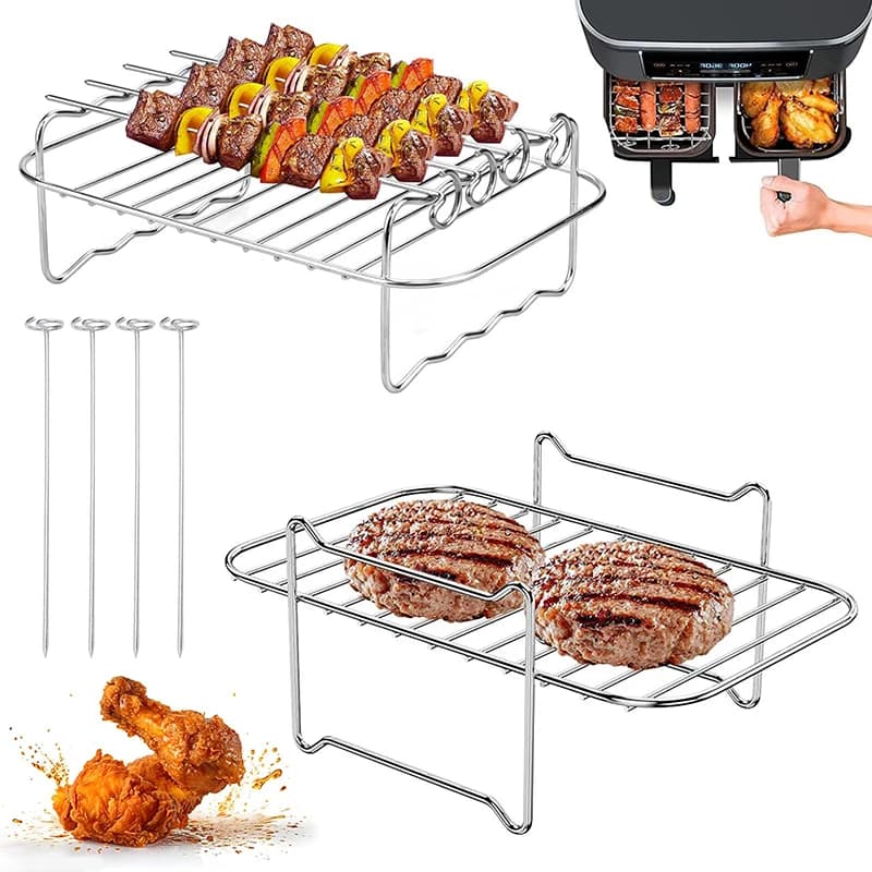 Accessories for Rectangular Air Frying Machine Stainless Steel Air Frying Grid for Ninja Dual Zone 3.7-5 Basket Oven. 8 Q