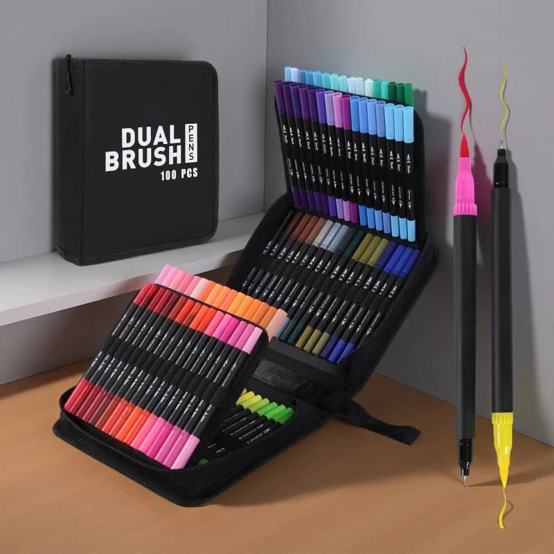 36/48/60/72/100/120 Colors Watercolor Art Markers Brush Pen Dual Tip Fineliner Drawing for Calligraphy Painting Set Art Supplies
