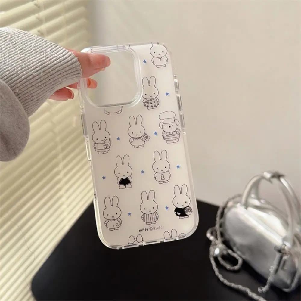 Miffy Transparent Iphone Case 15 Set Iphone 11 12 13 14 Pro Max Plus Shockproof Silicone Matte Protective Cover