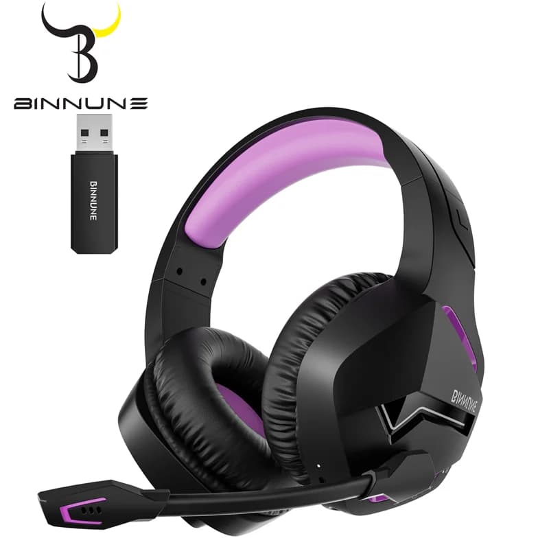 BINNUNE BW01 Dual gaming wireless headphones with PS4 PS5 PC microphone Bluetooth gaming headphones for laptops