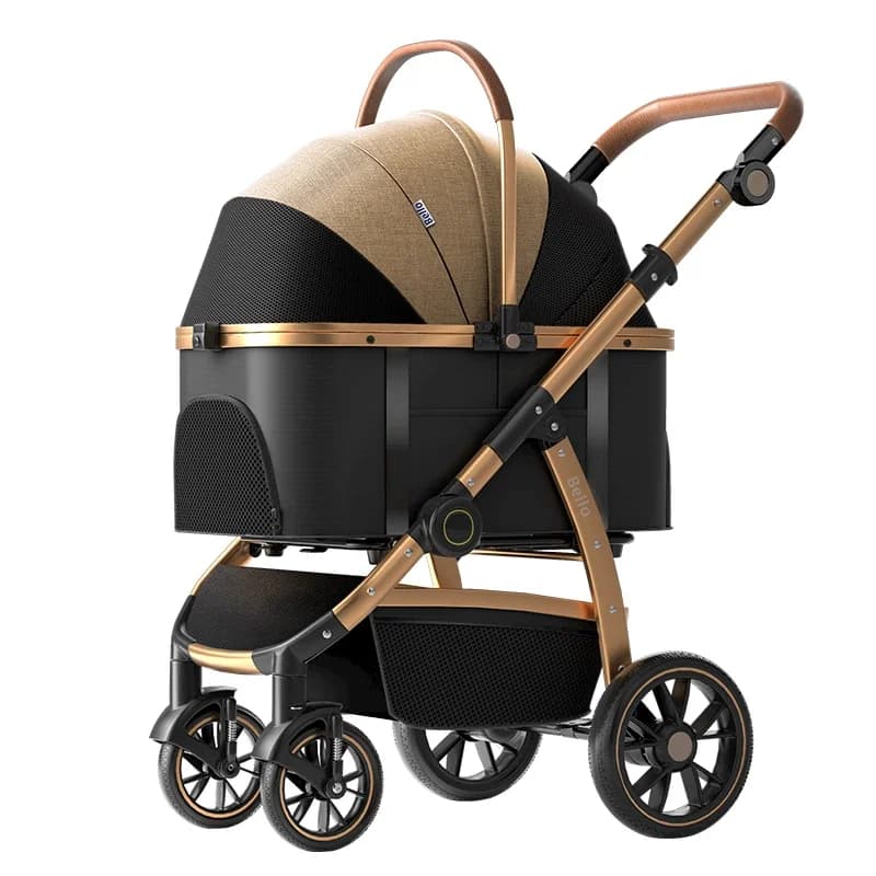 Gabbia per passeggino per animali domestici con telaio in tubo di alluminio grande staccabile 2 in 1 pieghevole con un clic per un comodo uso portatile con cani e gatti