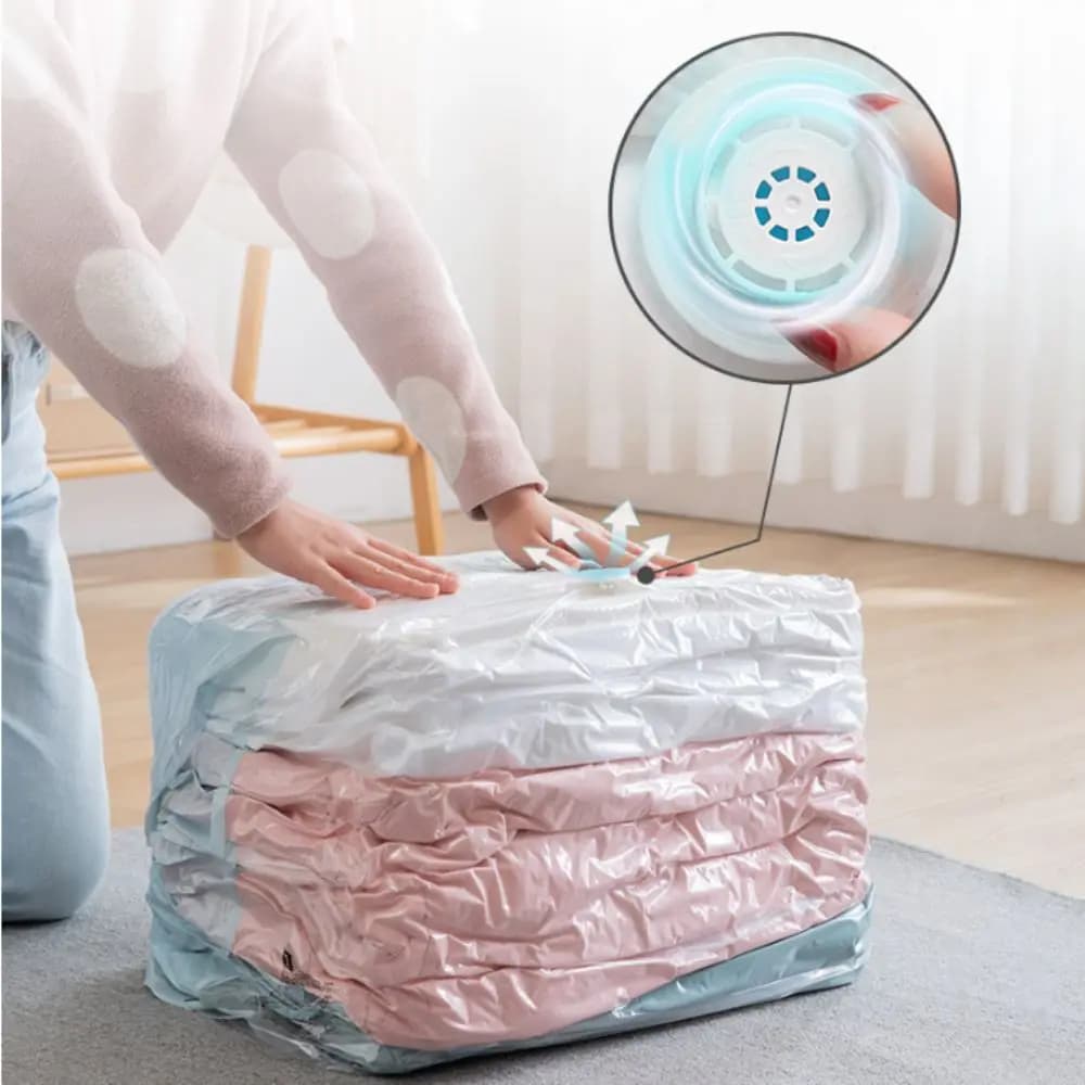 Press & Seal Vacuum Storage Bags Cube Compression Space Saving No-Pump Vacuum Bags Reusable Compression Desig Clothes Organizer