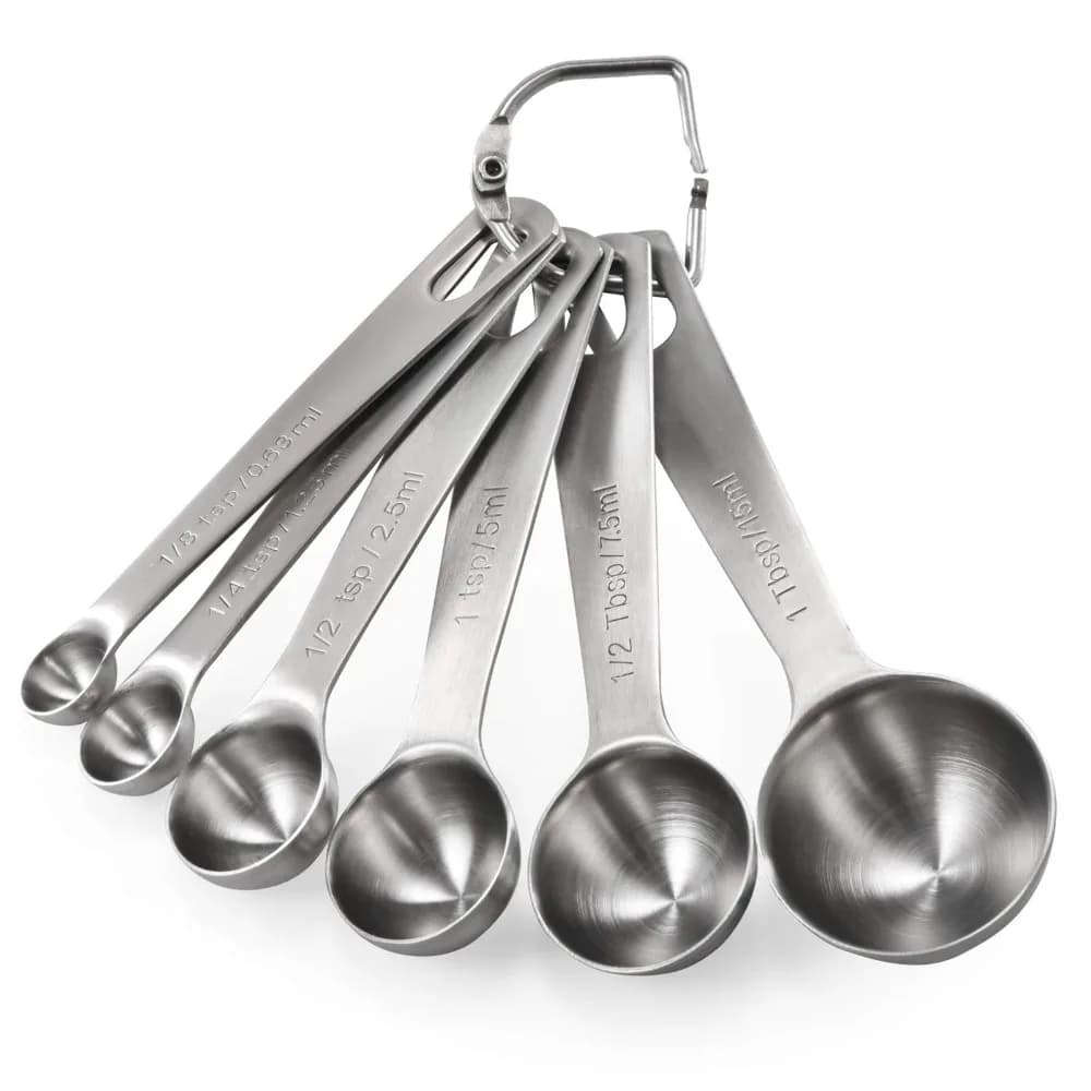 6pcs/set Food-grade Stainless Steel Measuring Spoon Anti-Scratch Sugar Coffee Powder Spice Scoop for Home Baking Daily Cooking