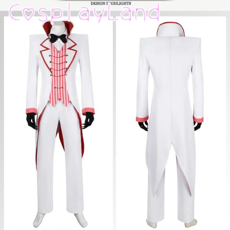 Costume Cosplay di Lucifer, Uniforme Bianca da Hotel con Cappello e Guanti per Halloween, Carnevale e Comic Con