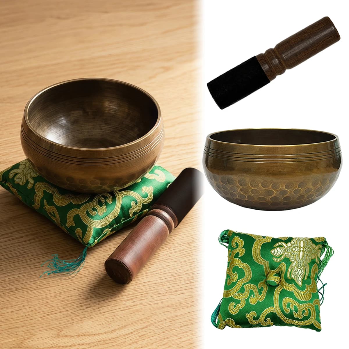 Miwayer 9cm Tibetan Singing Bowl Set – Bronze Copper Alloy, 233g, with 10cm Cushion & 12.5cm Mallet, for Meditation Yoga Stress
