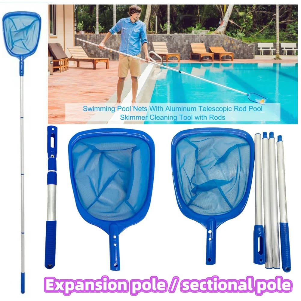 Swimming Pool Skimmer Net Telescopic Swimming Pool Net Leaf Skimmer Durable Lightweight Multifunctional Fishing Tool Accessories