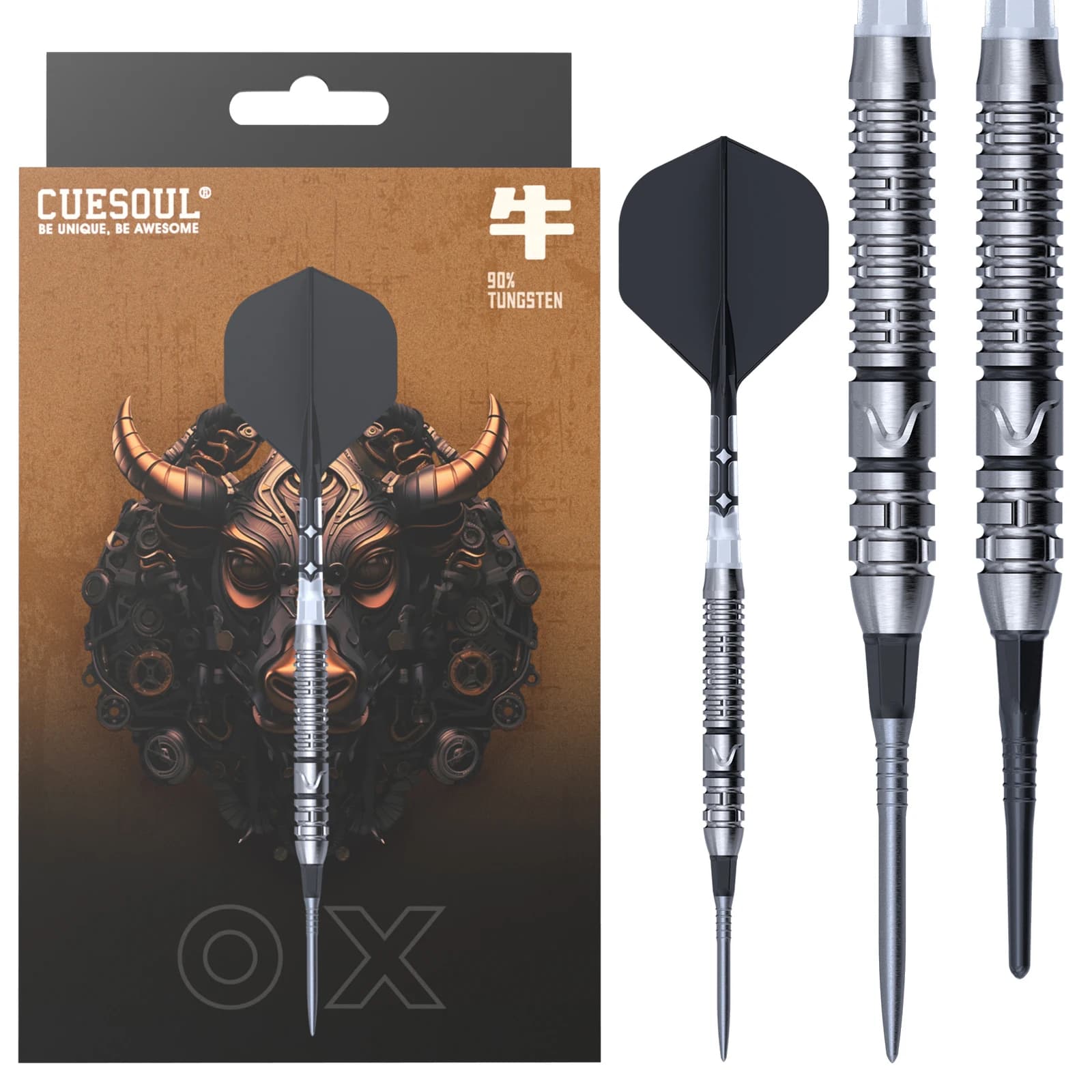 CUESOUL Zodiaco Cinese 'OX' 20g OTO Punta di Filo Piccolo Set di Dart al 90% di Tungsteno con Volo ROST T19 Integrato
