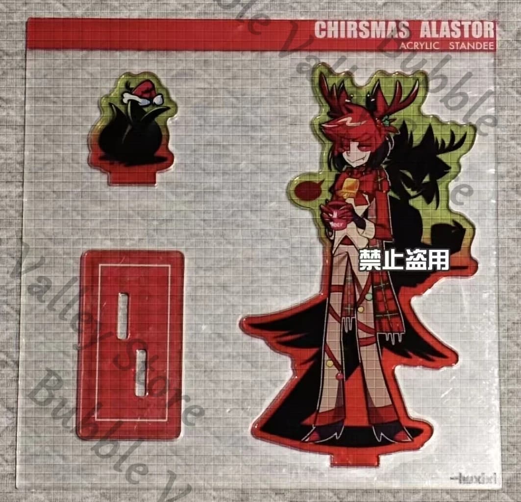 Anime Hazbin Hotel Alastor Cosplay Espositore in Acrilico a Pagina Intera, Cartello Illustrativo da Tavolo, Ornamento Decorativo