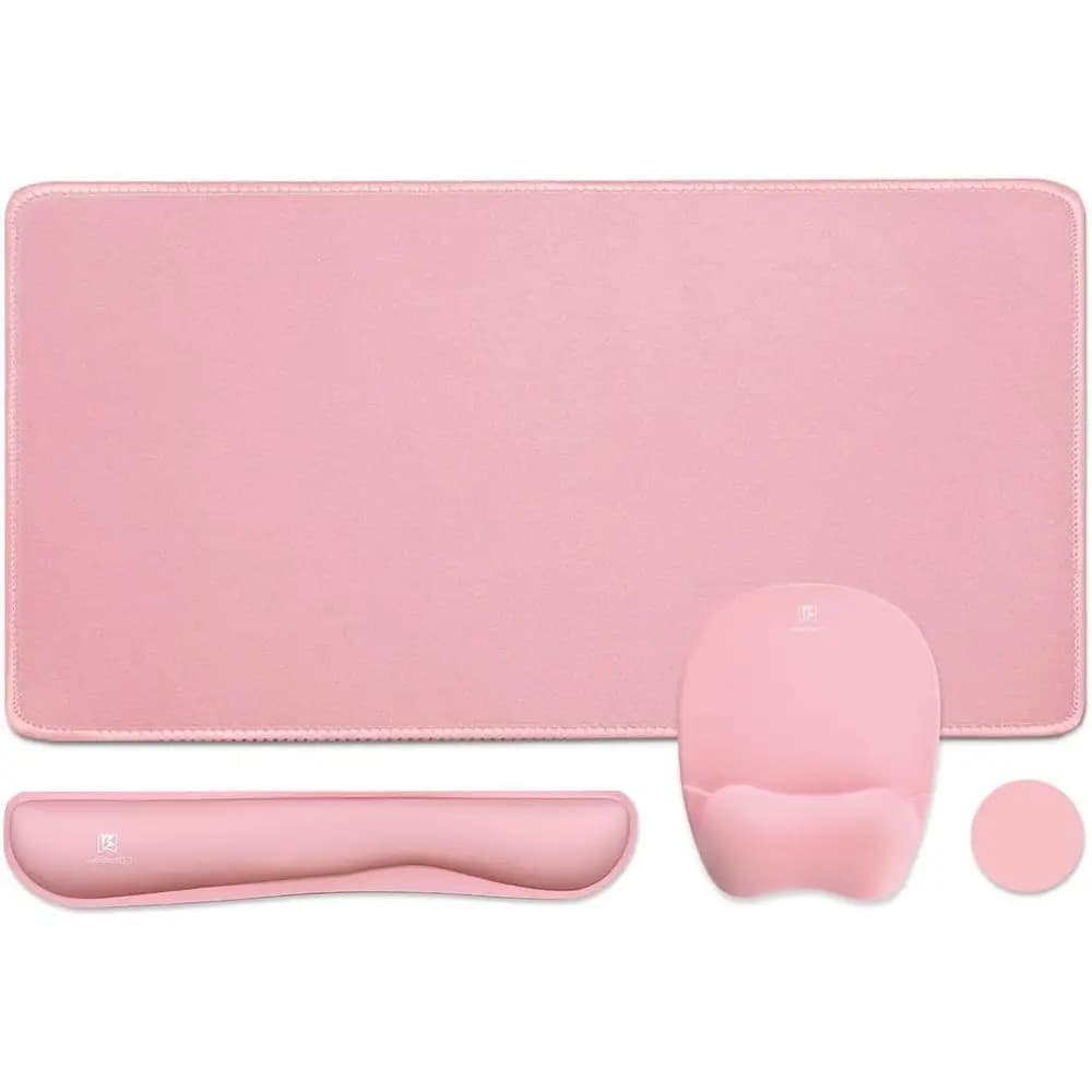 Poggiapolsi Ergonomico 4-in-1 in Memory Foam e Tappetino per Mouse per Tastiera e Computer, Tappetino da Scrivania con Supporto Imbottito per Casa e Ufficio
