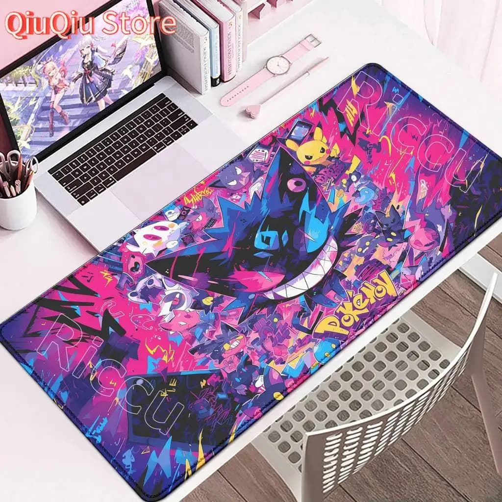 Tappetino per mouse PC grande Nero Viola Giappone Anime Tappetino da scrivania Laptop P-pokemonS Monster Tappeto per tastiera Accessori da gioco G-gengar Mousepad