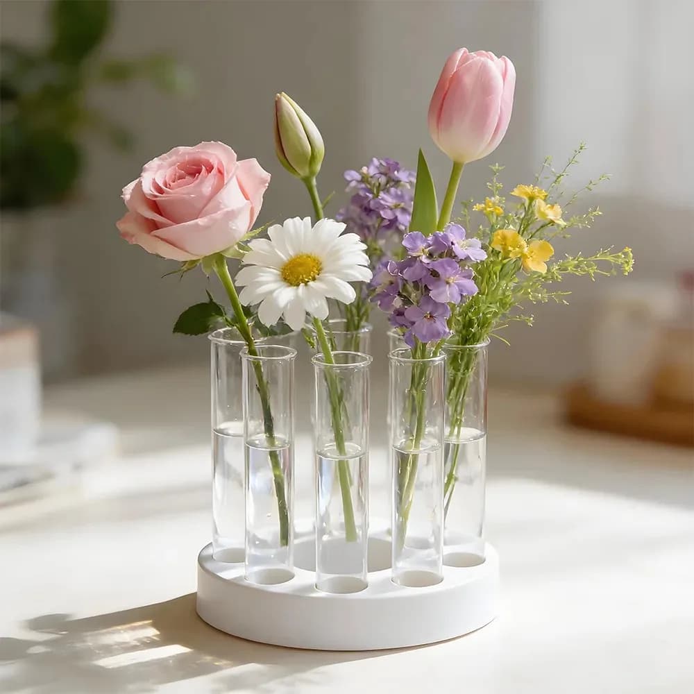 creative silicone mold ring-shaped test tube vase for diy epoxy resin home decor circular hydroponic flower stand mould