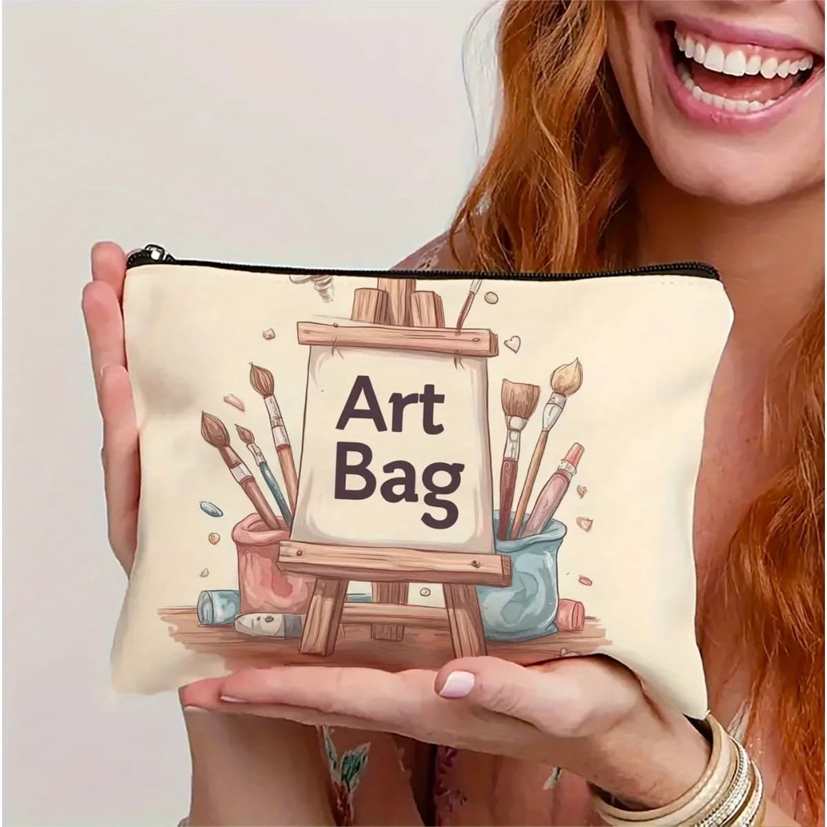 A Art theme makeup bag: multifunctional zipper case, jewelry store bag, small bag with perfect travel zipper.