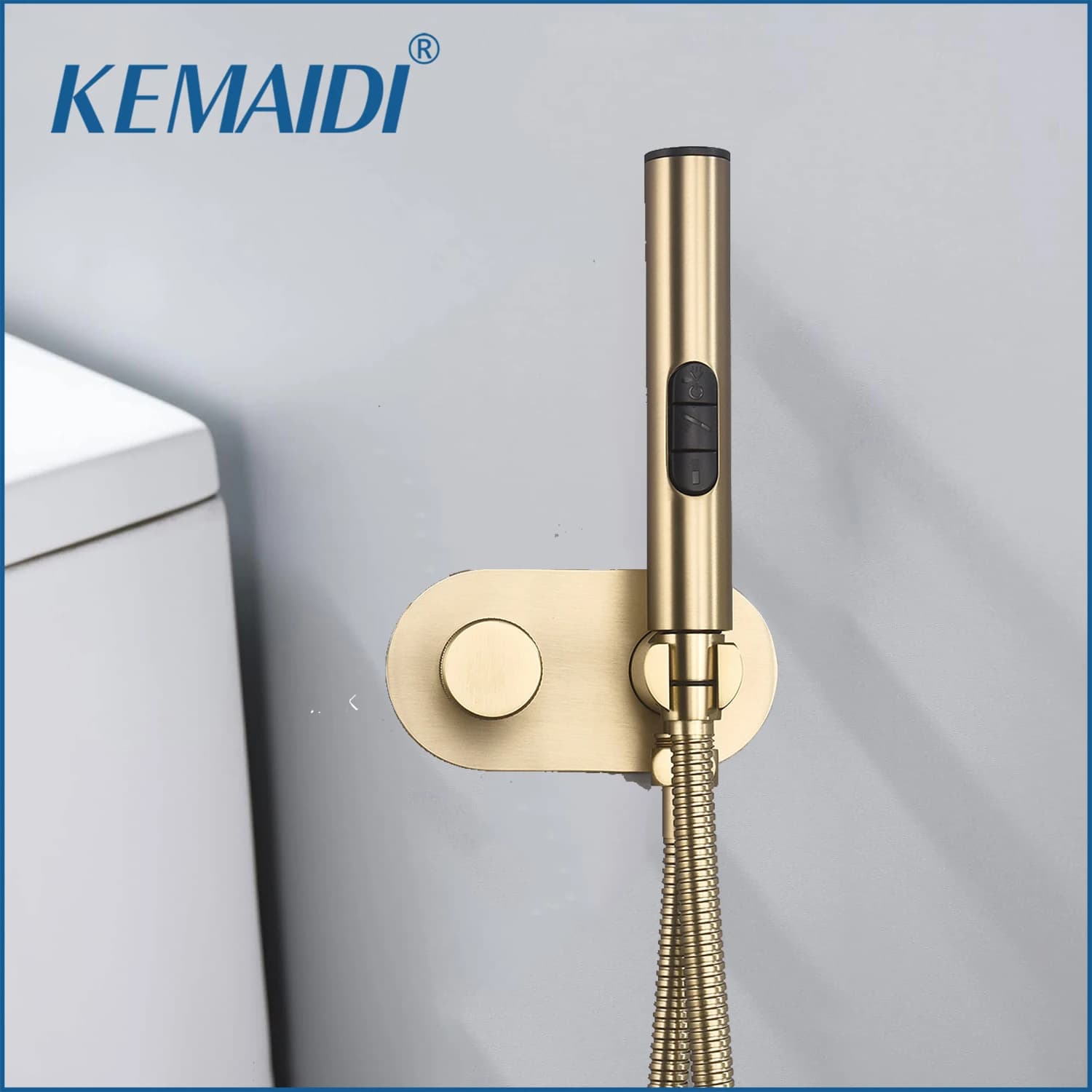 KEMAIDI Spazzola Oro Bagno Rubinetti per bidet Montaggio a parete Bidet Spruzzatore per WC Miscelatore acqua calda fredda Wc Bagno Bidet Doccia