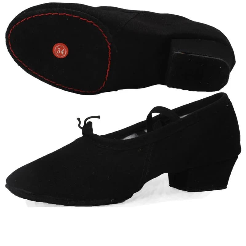 Low-heeled Canvas Teacher Practice Soft Ballroom Dance Shoes Salsa Tango Ballet Dance Shoes Children Girls Women