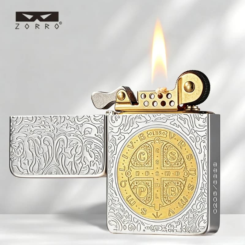 2026 New Zorro 820 Ultra-thin High-end Simple Pure Copper Kerosine Lighter Gift for Boyfriend and Husband Genuine Windproof
