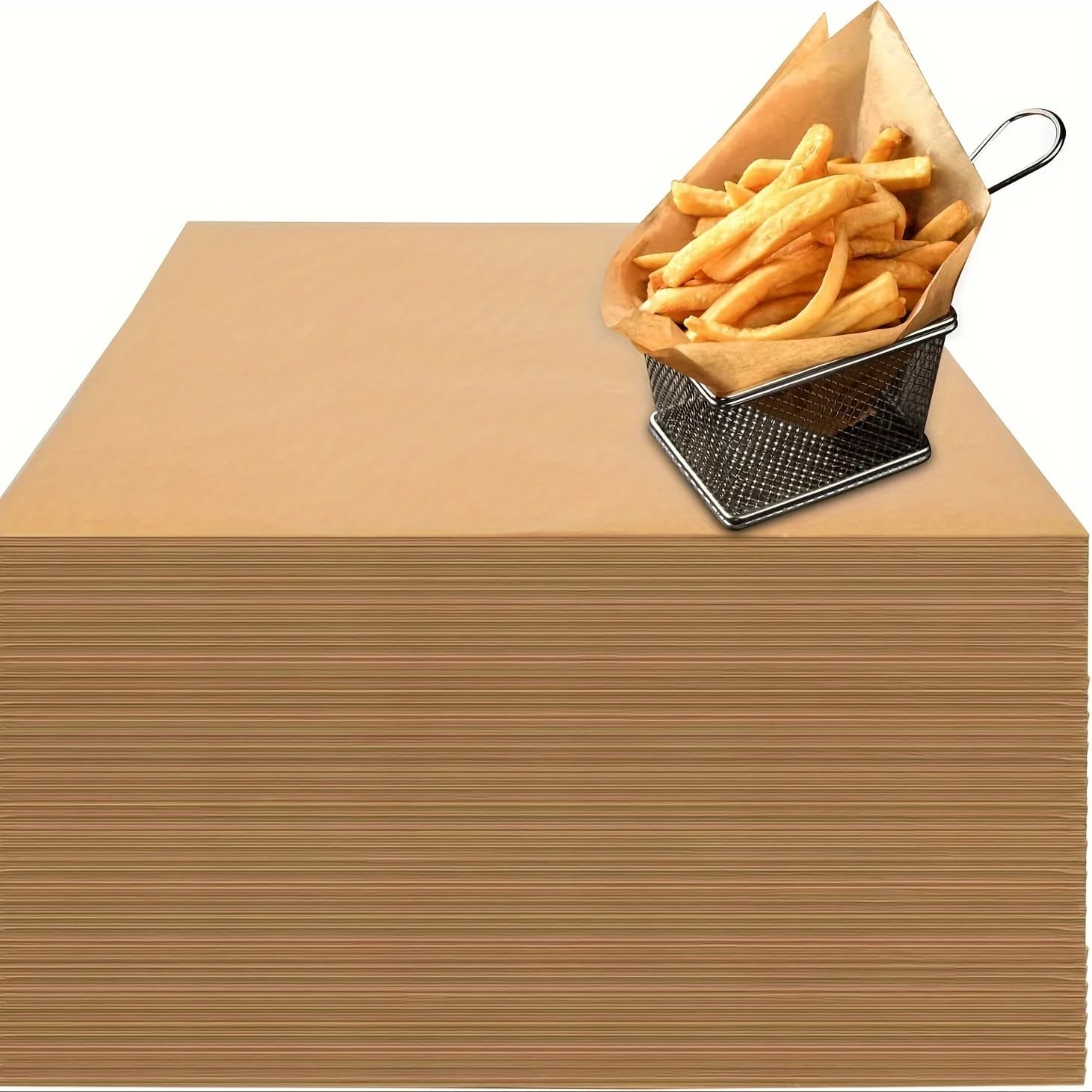 Fogli di carta cerata per gastronomia pretagliati da 100 conteggi, fogli di carta pergamena Kraft naturale 12x12 "per fodere per cestini per alimenti, gastronomia oleata Sq