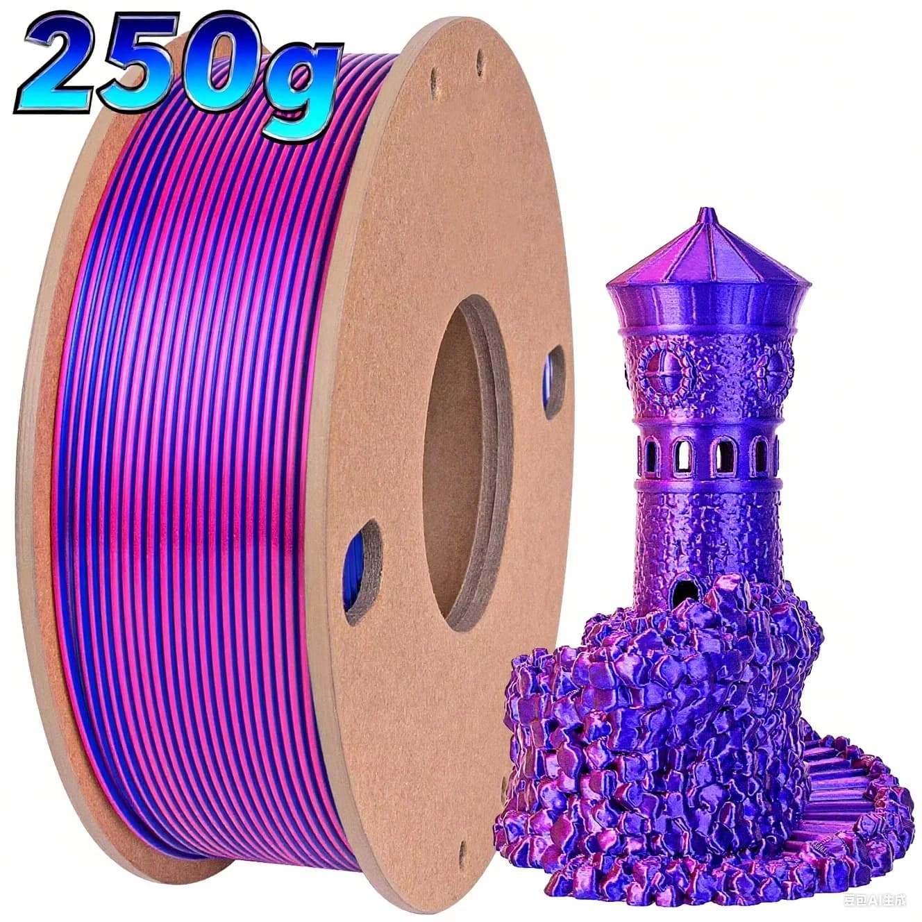 250 g silk filament PLA 2 colors in 1 filament 3D printing 1.75 mm PLA 3D printer filament fits most FDM printers, dark blue red pink