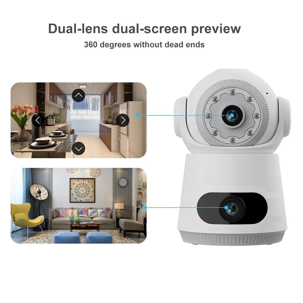 4MP V380pro APP Dual Lens Full Color Wireless PTZ Intercom IP Dome Camera AI Humanoid Detection CCTV Baby Monitor TC201