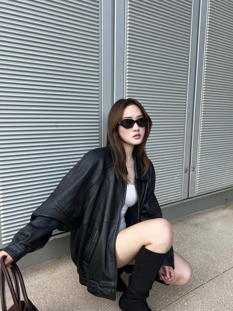 American Retro Sheepskin Genuine Leather Jacket Women Loose Feel Flight Motorcycle Jacket 2025 Trend High-End Feel