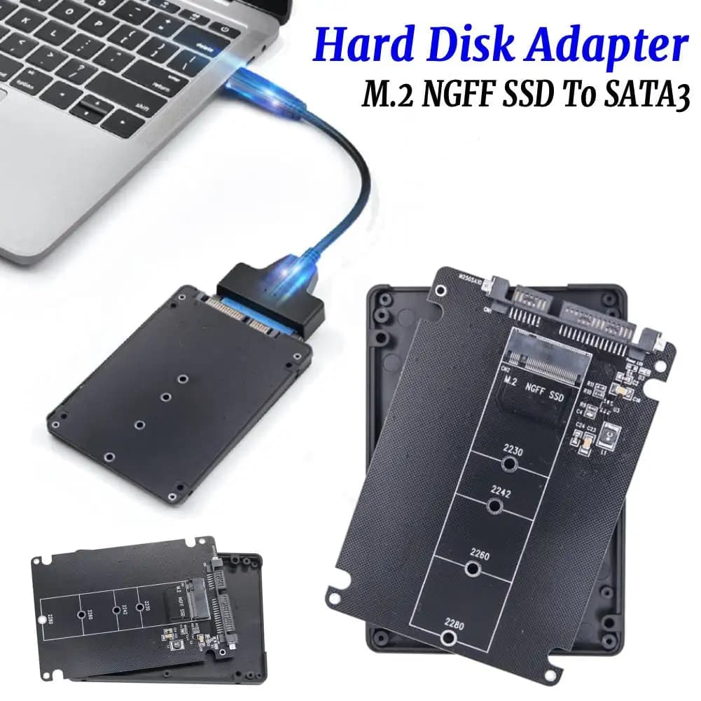 Box esterno per disco rigido M.2 NGFF SSD a SATA3 6Gbps, adattatore M.2 SSD a doppio uso, scheda adattatore M.2 NGFF a SATA3.0 per PC