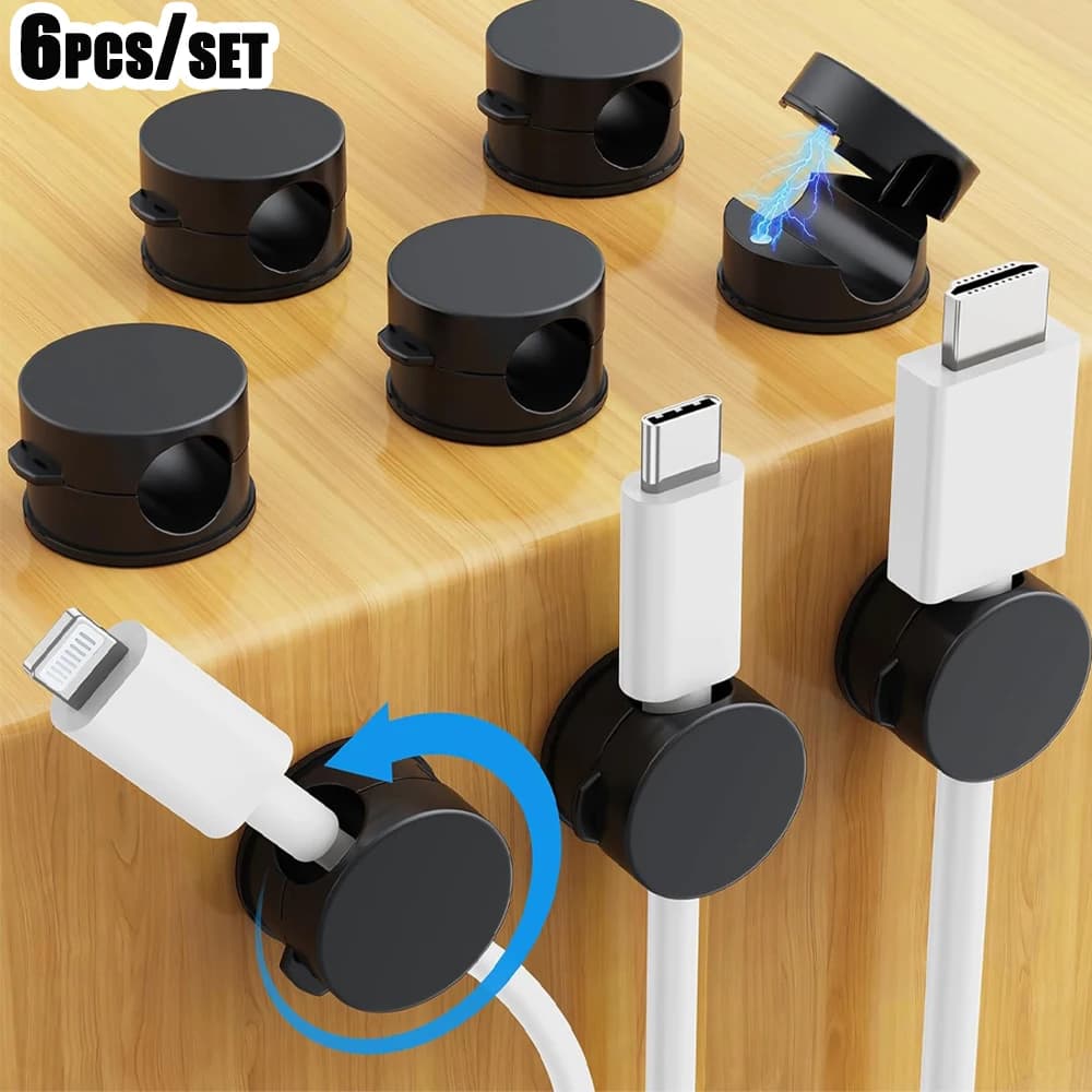 6 Pezzi Clip Magnetiche per Cavi, Organizzatore Regolabile per Cavi, Supporto per Cavi Sotto la Scrivania