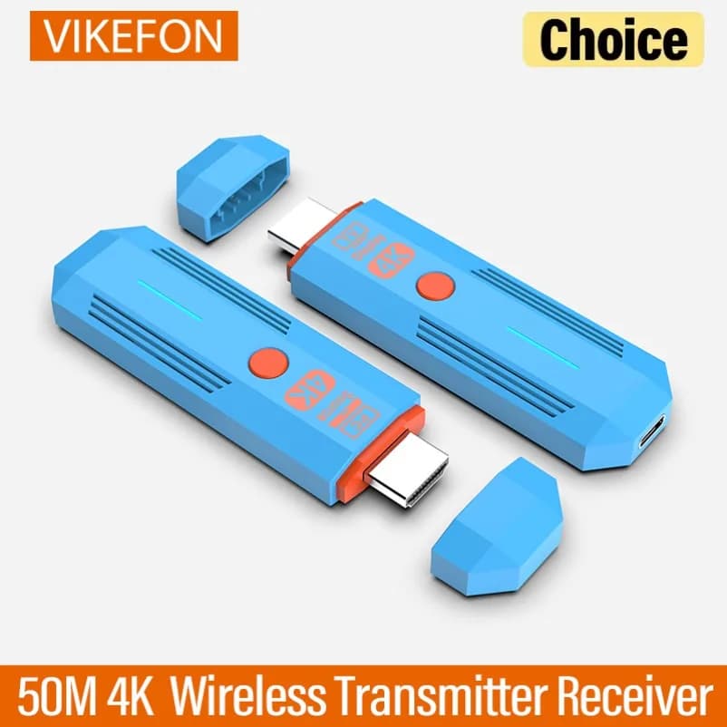 VIKEFON Trasmettitore e Ricevitore Video Wireless HDMI 5.8G 50M 4K, Adattatore Estensore per Schermo da PC a Proiettore o Monitor