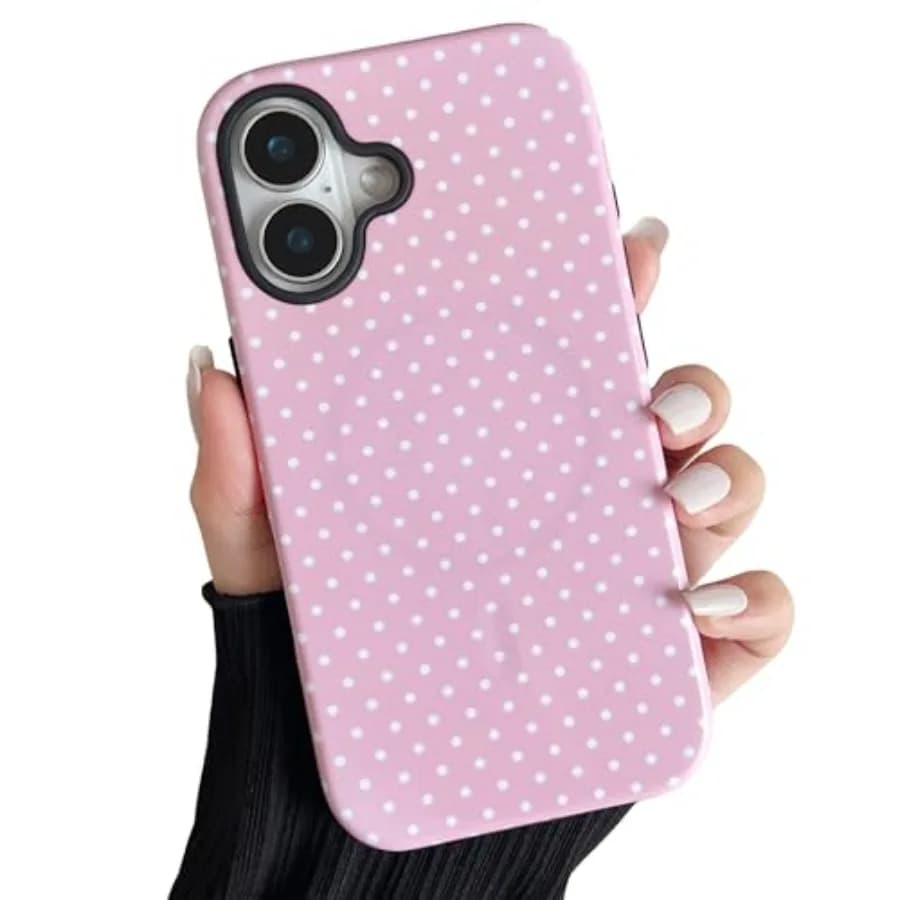 Magnetic Case for iPhone 16, Polka Dot Phone Case Cute for Girl Women, Compatible with Magsafe, Hard PC+Soft TPU Protective Pho